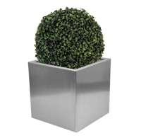 Bambus-Leverkusen Blumenkbel aus Edelstahl gebrstet - Blockform 30 cm
